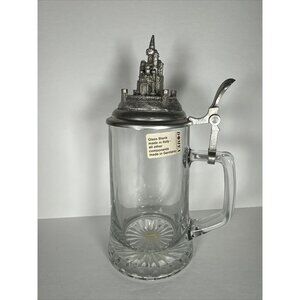 glass stein with pewter top glass base from Italy and topper from Germany